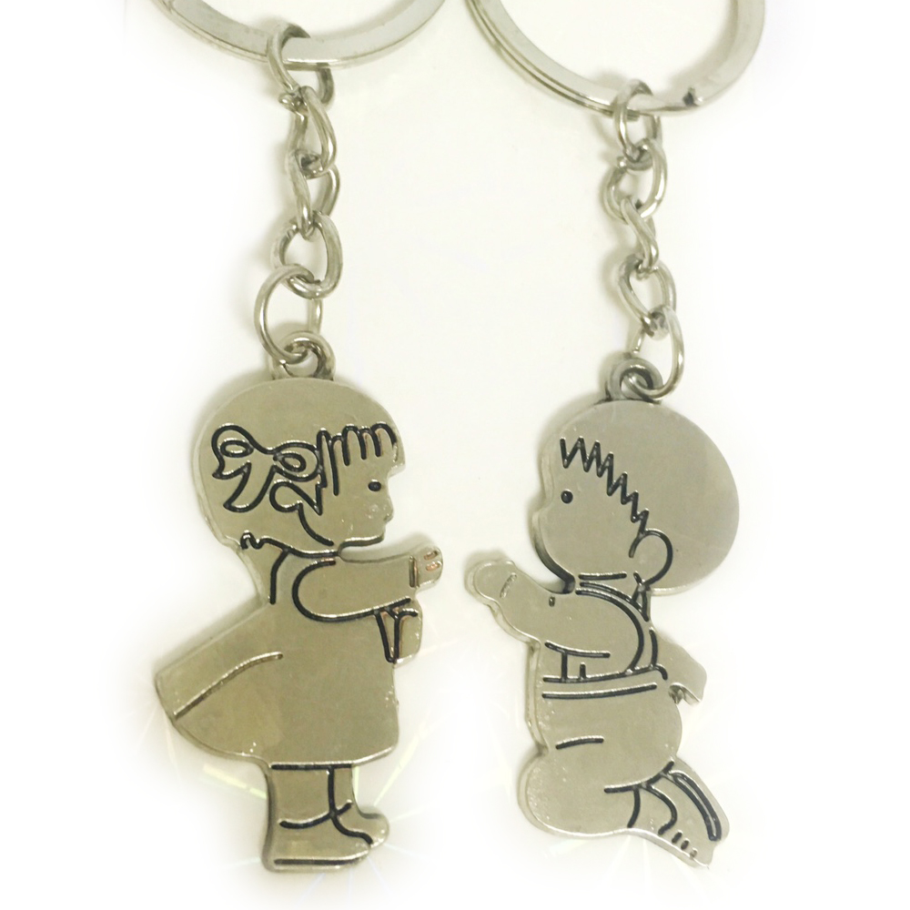 Boy Propose To Girl Silver Metal Couple Keyrings Lovers Puzzle Key