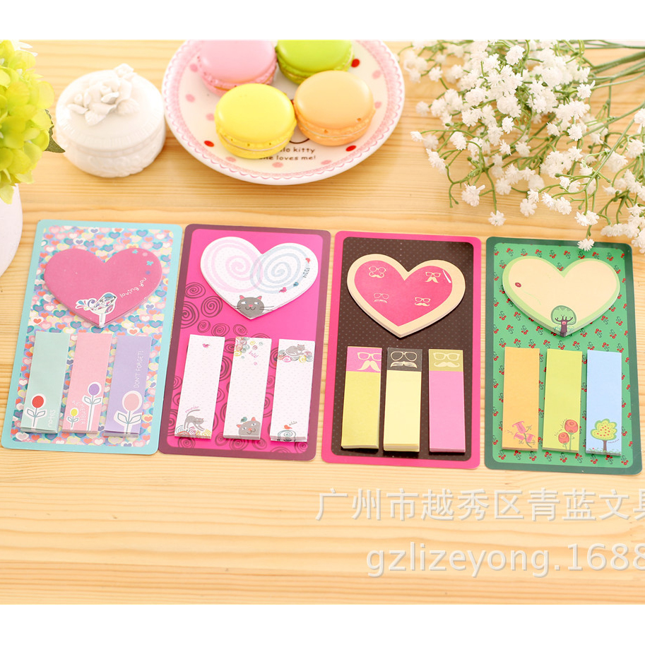 80 Sheets 4 Styles Love Heart Set Cute Sticky Notes Novelty Memo Index Tags