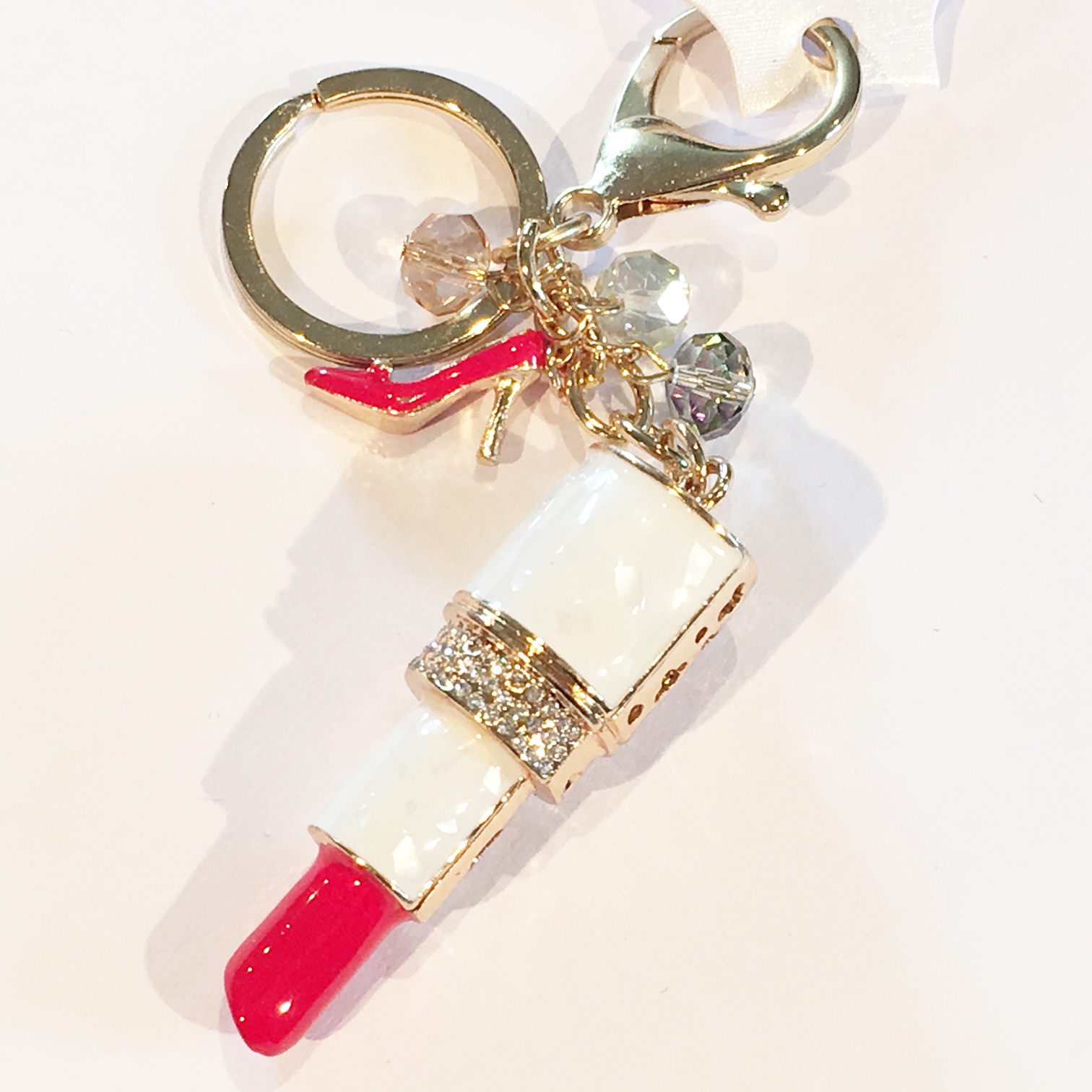 Red Lipstick Crystal Diamante Rhinestone Bag Charms Handbag Keyrings ...