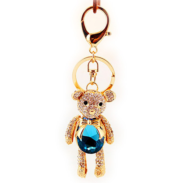 Blue Gemstone Bear Diamante Rhinestone Bag Charm Handbag Pendant ...