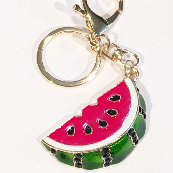 Watermelon Fruit Crystal Diamante Rhinestone Bag Charms Handbag Keyrings Pendant