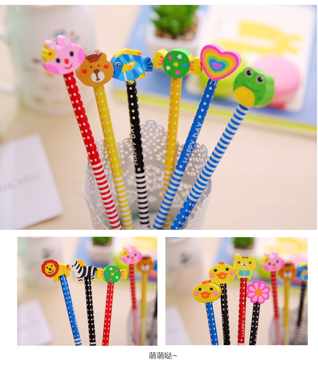 Cute Animals Pencils With Rubber Erasers School Supply Party Gift Bag ...