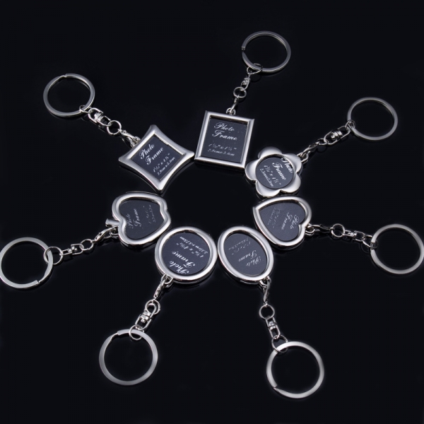Silver Metal Assorted Shape Photo Frame Keyring Key Chain Novelty Gift