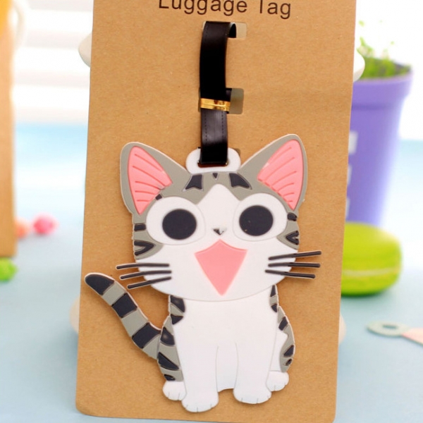Grey Kitten Cat Fashion Luggage Tags Cute Holiday Suitcase Labels ...